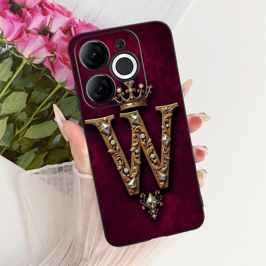 For Itel A80 Case A671L A671LC Back Cover Luxury A Z Initial Letter Crown Soft Silicone Couple Phone Case For ItelA80 A 80 Shell