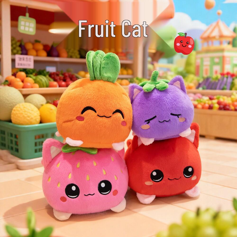 Strawberry Cat Plush Doll - Cute Christmas Gift for Kids & Couples
