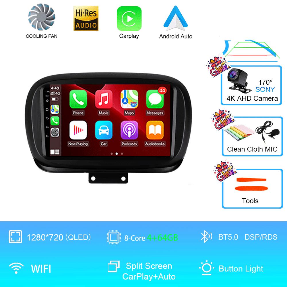 Car Radio Android 14 For Fiat 500X 2014 - 2020 Multimedia Video Player GPS Navigation Wireless Carplay+Auto Stereo QLED HeadUnit