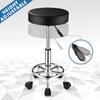 FNZIR Adjustable Rolling Stool with Round Rolling Stool for Spa Salon Massage Office Stool Chair Casters, (Black)