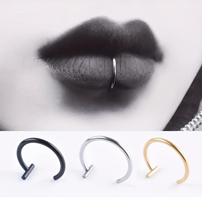 3 New Nose Rings, Stainless Steel Punctured Nose Rings, Three-color T-word Three-piece Round Lip Nails, Suitable for Daily Wear and Gifts for Friends