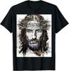 NEW LIMITED Vintage Art Face Of Jesus On A Cross With Crown Of Thorns T-Shirt