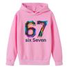 Felpa con Cappuccio per Bambini Divertente Stampa 67 Foderata in Pile Ragazzi Casual Sportiva Felpa con Cappuccio Top