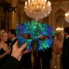 Plastic Feather Masque Bird Masquerade Masque, Iridescent Half Face Comfortable for Festivals with 3D Beak Halloween Costume, Cosplay Party