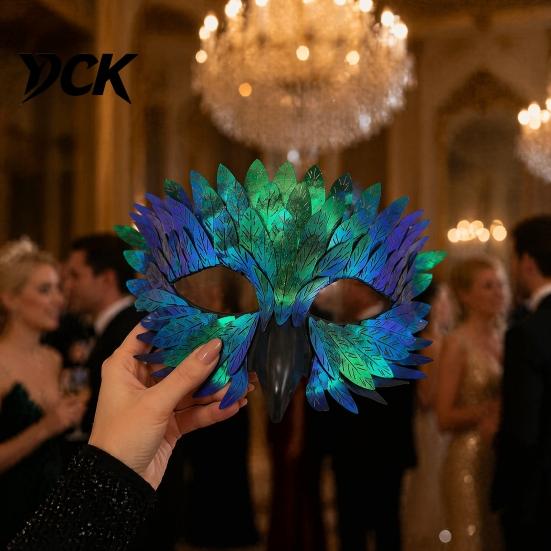 Plastic Feather Masque Bird Masquerade Masque, Iridescent Half Face Comfortable for Festivals with 3D Beak Halloween Costume, Cosplay Party