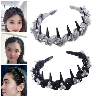 Women Headband Faux Crystal Decor Twist Cloth Hair Hoop Bright Color Lightweight Versatile Headband Hair Accessory