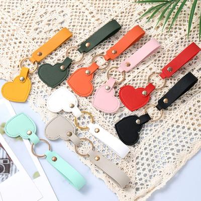Llavero de Cuero Corazón Color Sólido PU Colgante Colorido Encanto Llavero Forma de Corazón Niños