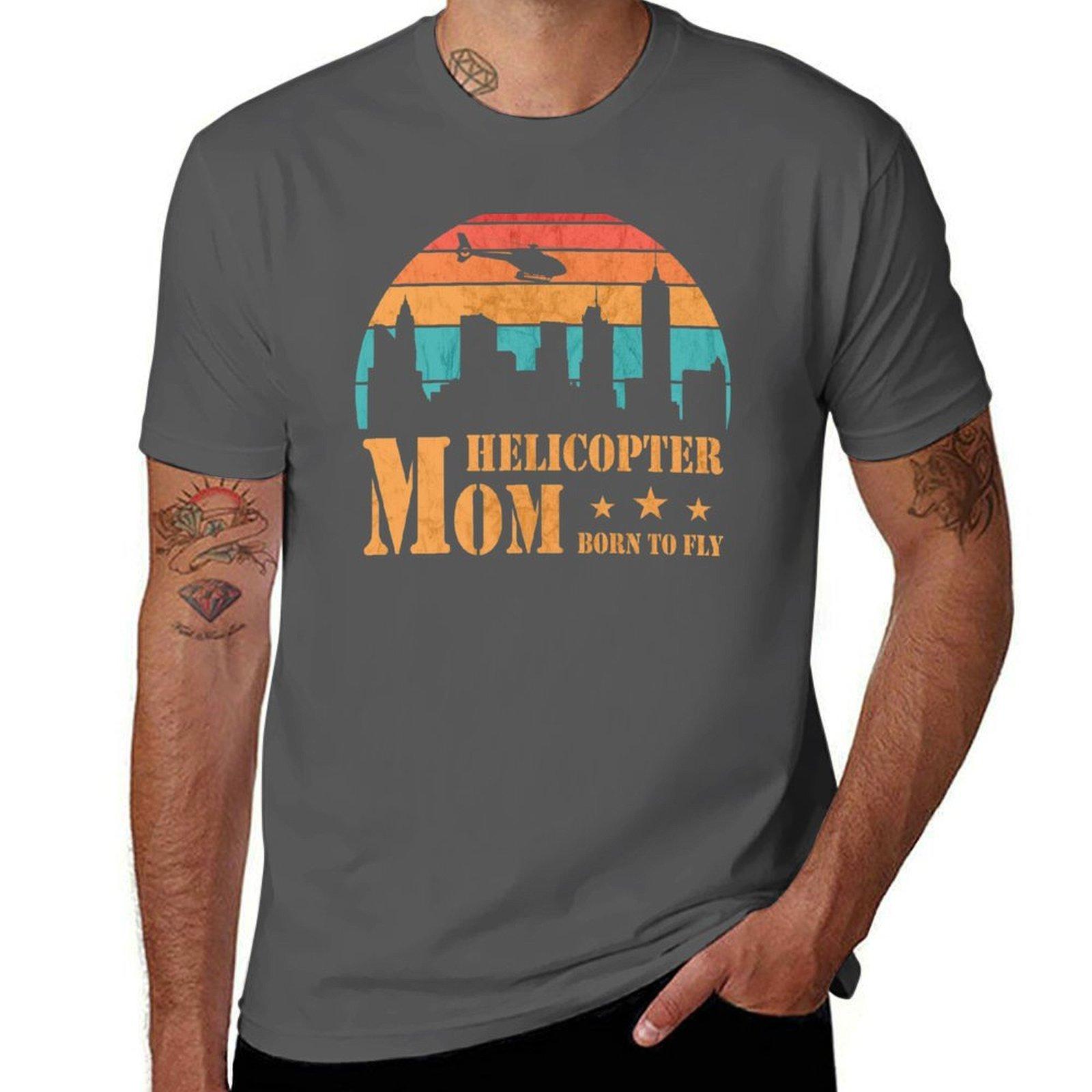 

Helicopter Mom Born To Fly Vintage Sunset TShirt Simple Graphic Design TShirt 4XL