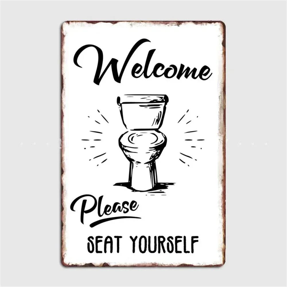 Lustiges Toilette Metallgemälde Blechschild Retro Bild Vintage Korrosion Plakette Brett Man Cave Café Bar Kino Badezimmer Wanddeko