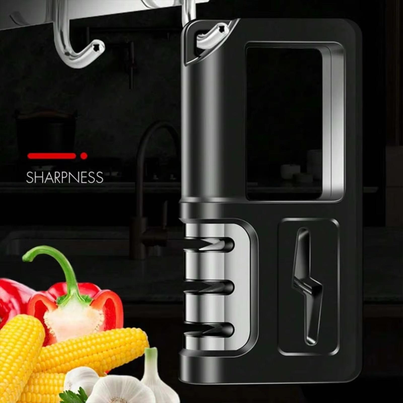 4 in 1 Kitchen Knife Sharpener 3 Stage Ceramic Handheld Knife Sharpening Tool one size чёрный