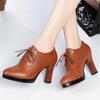 Autumn Deep Mouth Women's Shoes Fashion Office High Heels Comfort Round Toe Women's Work Shoes Winter Fur Platform Pumps