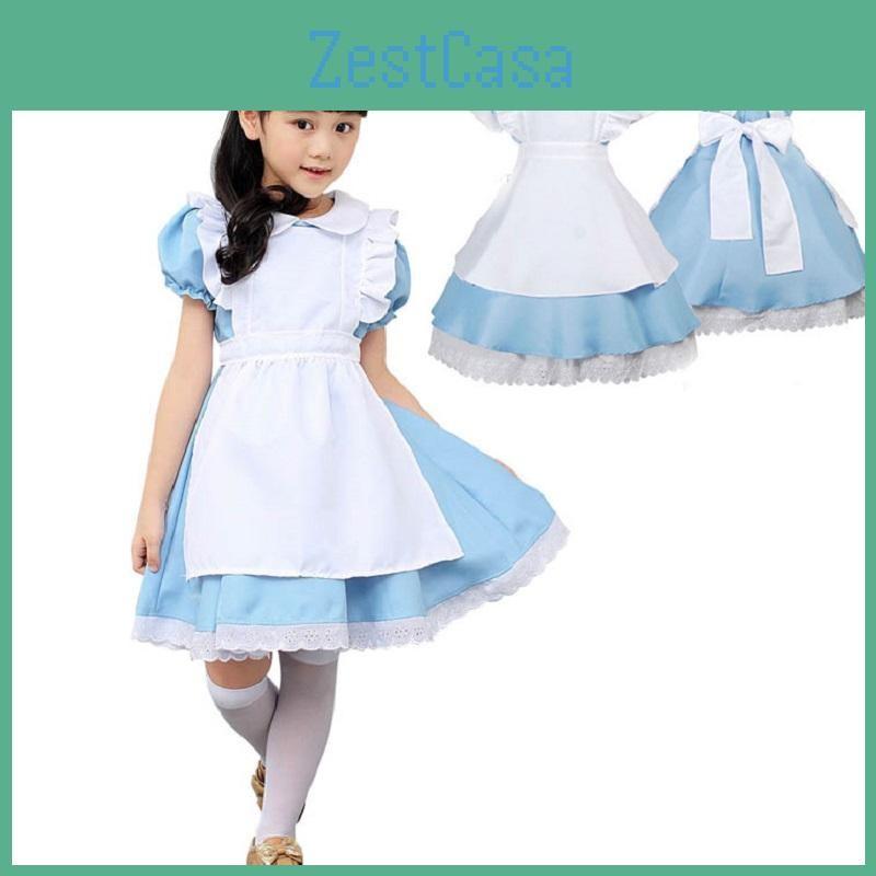 Wonderland Alice In Costume Halloween Maid Kids Lolita Fancy Cosplay Dress