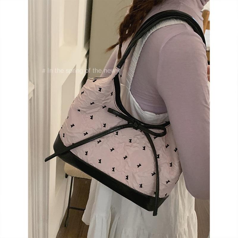 Korean Fashion Handbag Women's Commuter Bag 2025 New Bow Underarm Bag Versatile Large-capacity Shoulder Bag