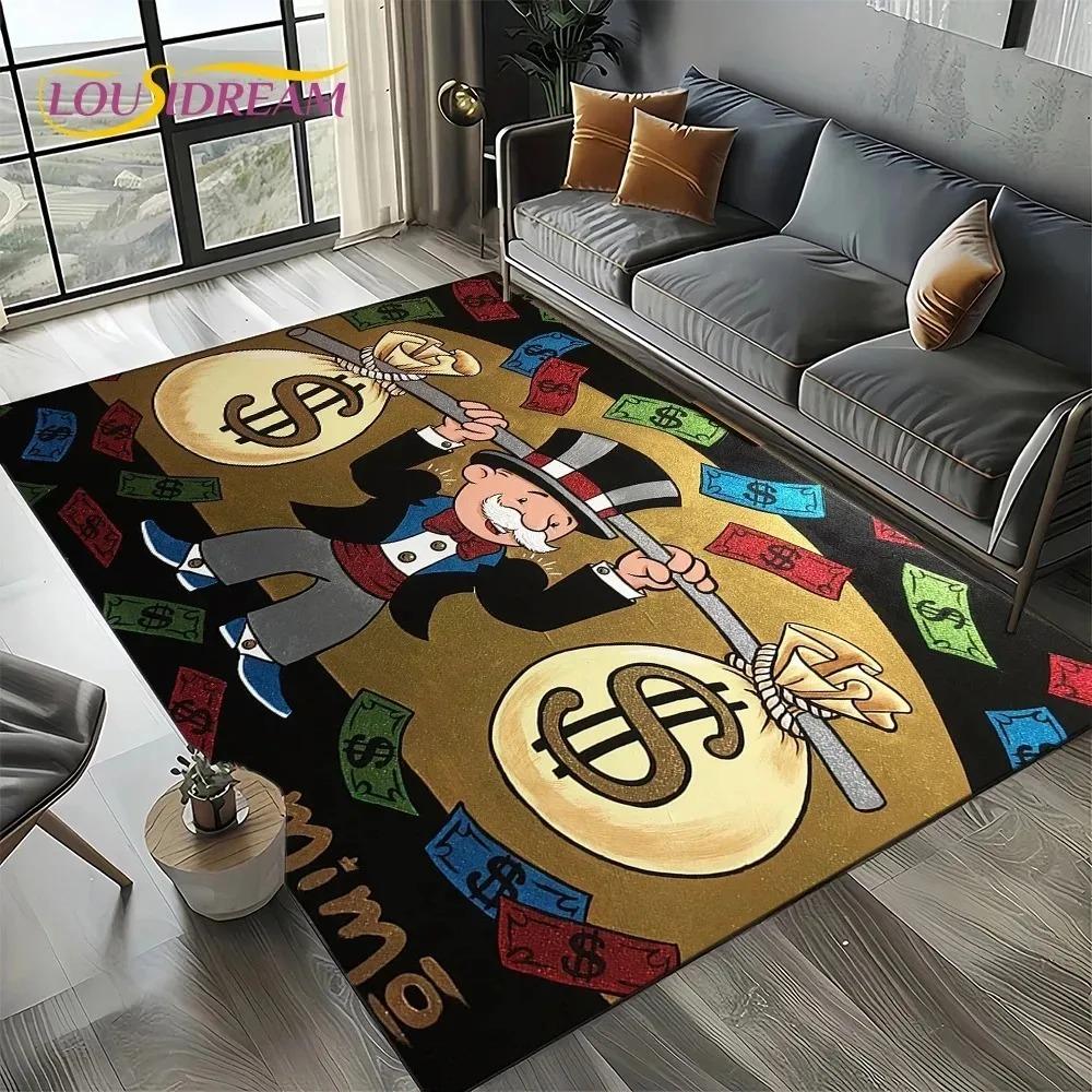 

3D Rich Man Game Monopoly Dollar Cartoon Doormat Non Slip Entryway Rug for Living Room Bedroom Sofa Decor Kid Area Mat 40x60cm