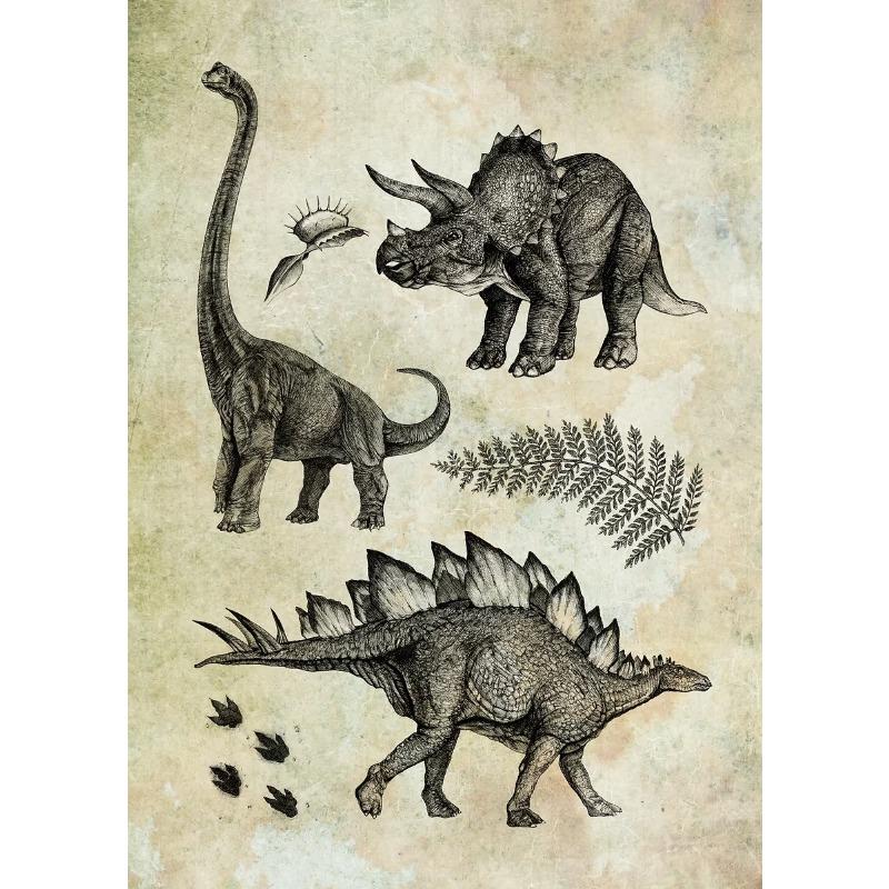 Classic Retro Mysterious Fossil Skeleton Dinosaur Art Poster Canvas Print Wall Art Pictures Living Room Bedroom Home Decoration