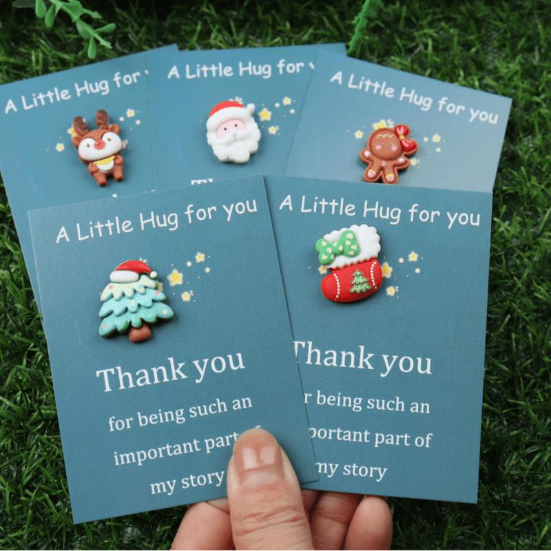 10pcs Mini Hug Cards with Resin Decorations Christmas Birthday Valentine Greeting Thank You Cards Bulk Gifts for Friends Family