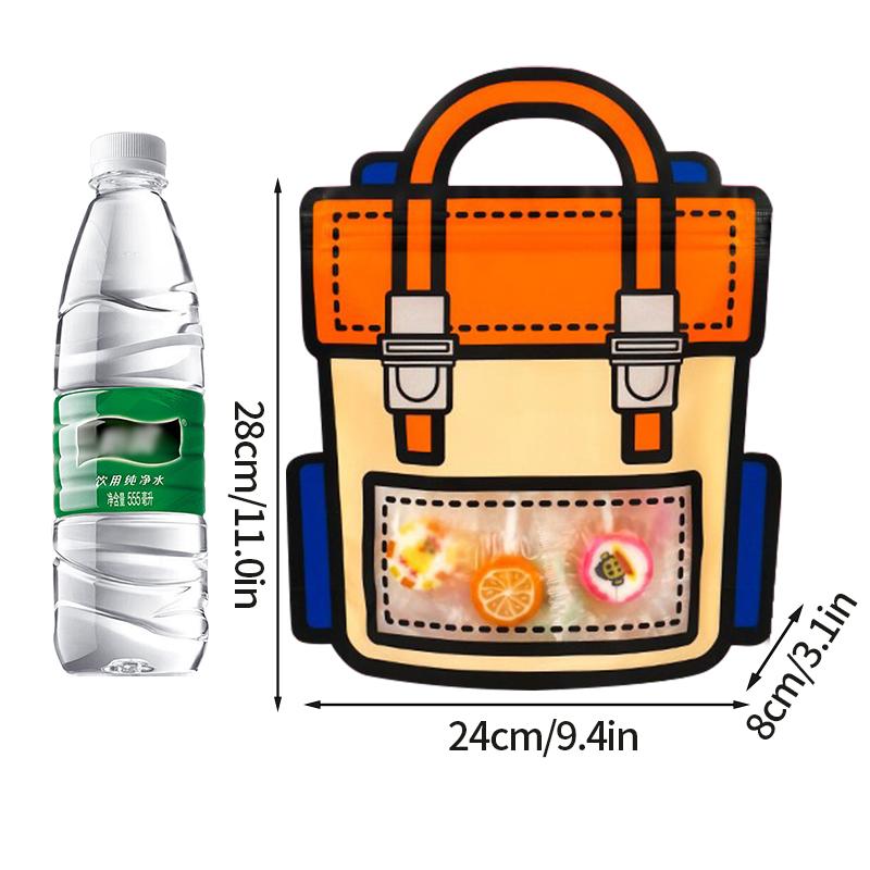 12/1PCS  Creative Gifts Packaging Bags Cartoon School Bag Shape Candy Zip Lock Biscuit Packaging Bag Stand Up Snack Gift Bag