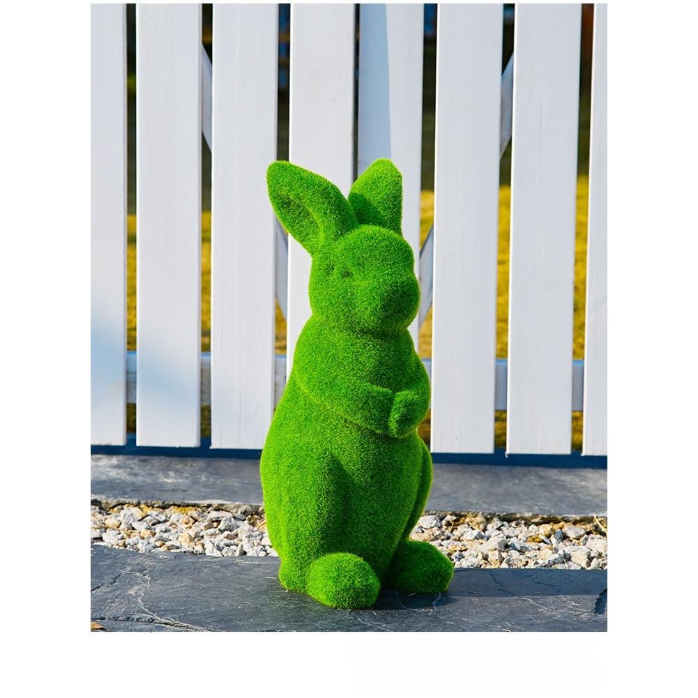 Giardino di Pasqua Statua di Coniglio Pasquale Decorazione in Resina Floccata Design a Tema Pasquale Texture Vellutata Resina Durevole