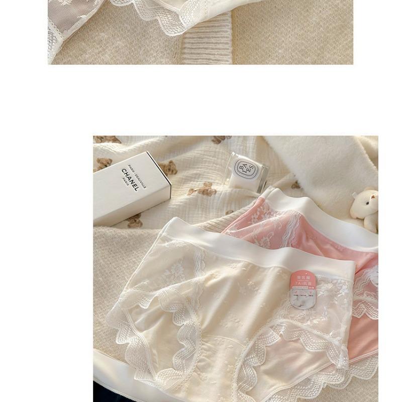Women S Mid Waist Lace Modal Underwear 7a Antibacterial Plus Size Panties