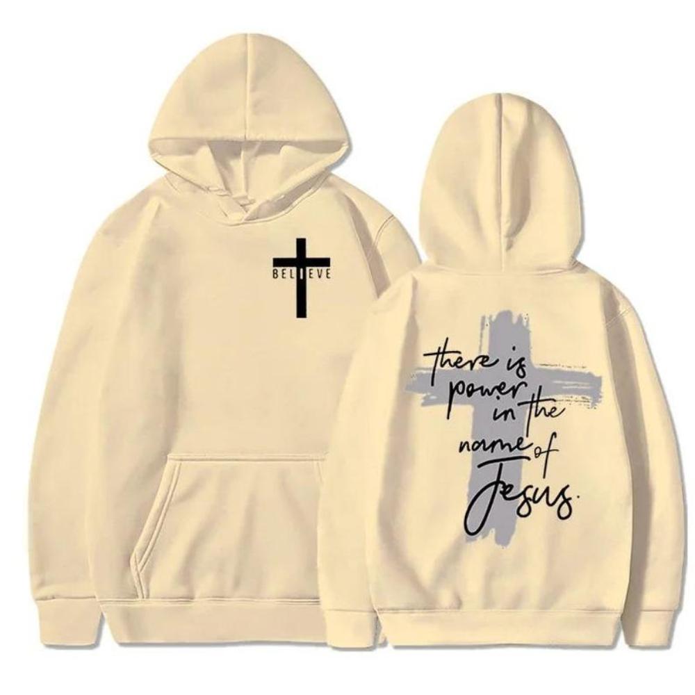 God Is Good Christian Faith Woman Hoodies There Is Power in The Name of Jesus Graphic Hoodie Fashion Streetwear