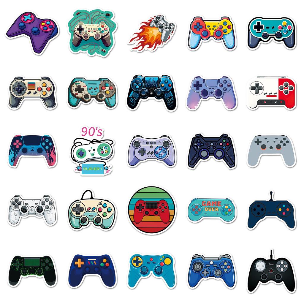 50PCS Cute Cartoon Game Controller Joystick Stickers for DIY Decoration on Stationery, Thermos Cups, and Journals.
