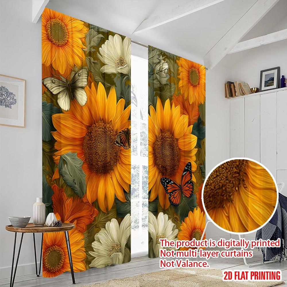 2pcs,2D plane printing Curtain Popular Blossom Symphony(1) Polyester Woven (without rod) Decorations Outdoor for Various Rooms,