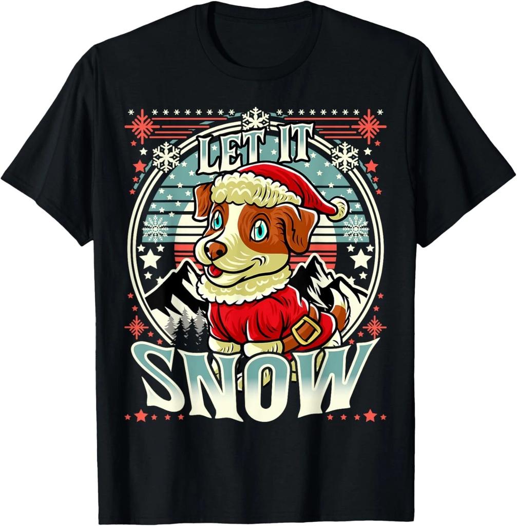 Jack Russell Terrier Let It Snow Christmas Santa Claus Dog T- Shirt