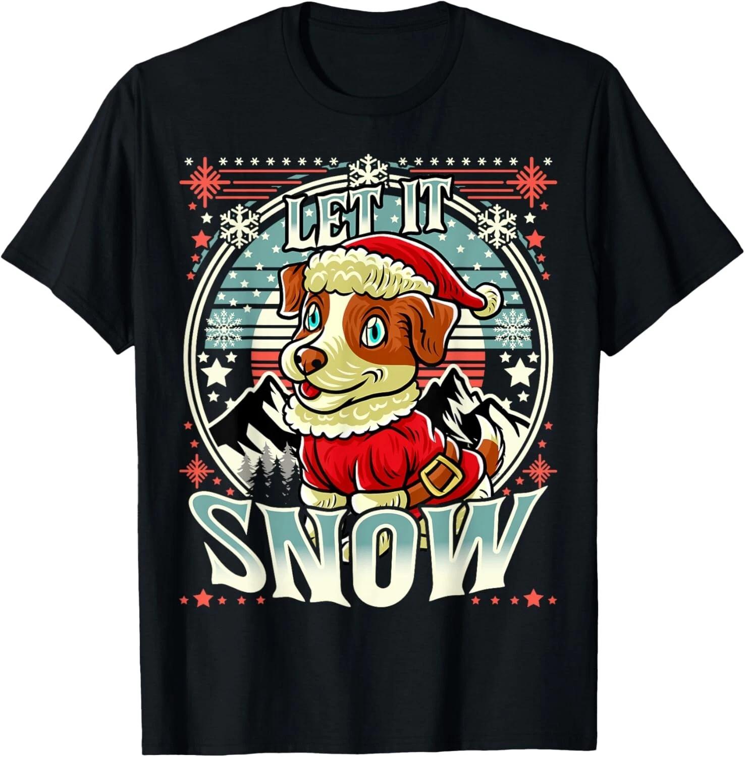 Jack Russell Terrier Let It Snow Christmas Santa Claus Dog T- Shirt L