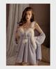 Guiruo Silver Padded Lingerie Set - Sexy Plus Size Camisole Nightgown & Robe 4419