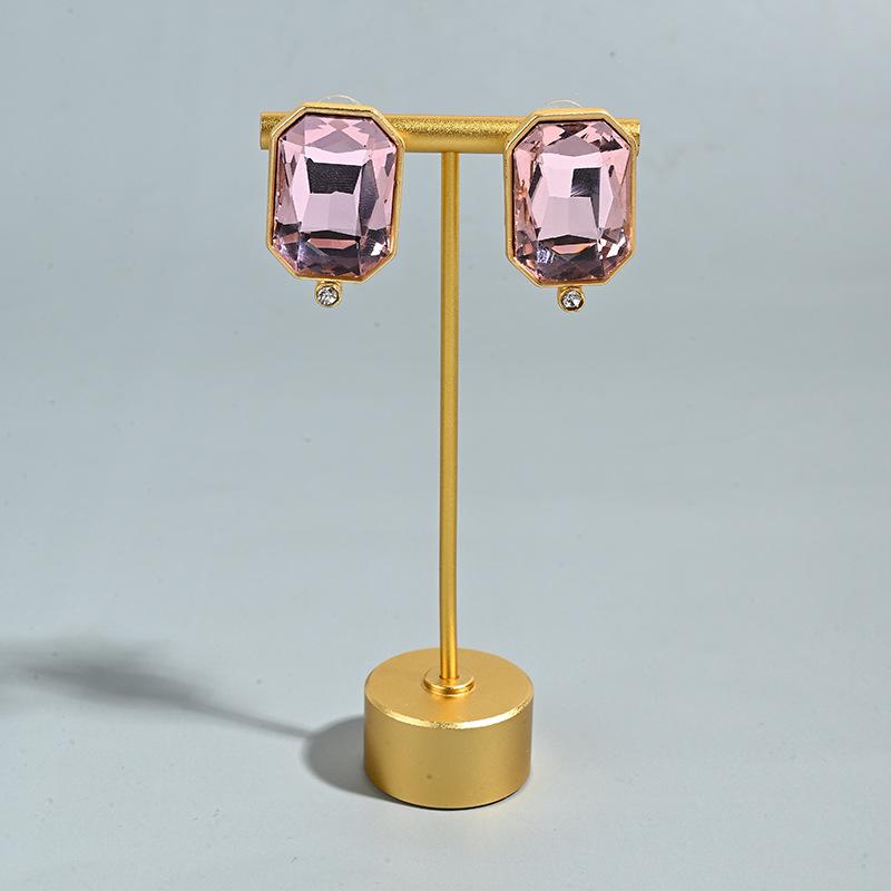 Square Crystal Zircon Pendant Necklace & Retro Earrings - Women's Light Luxury Ins Style Jewelry