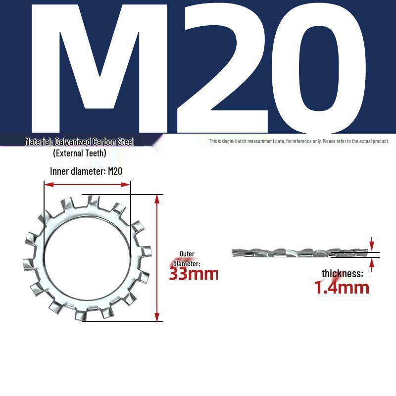 Carbon Steel Zinc-Plated Lock Washer with Inner and Outer Teeth
