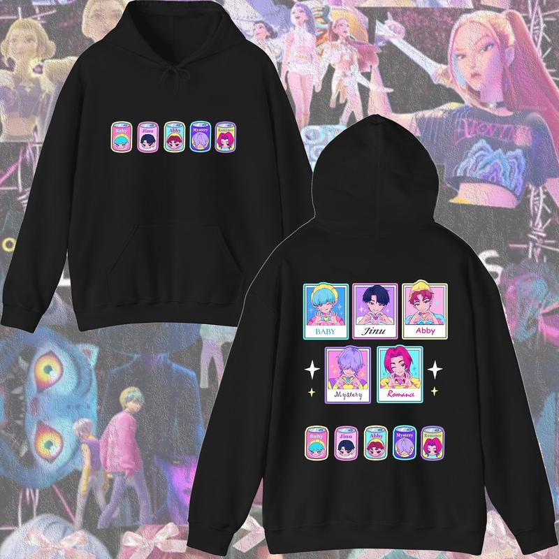 KPop Devil Hunter Sweatshirt Hooded Children's Spring and Autumn Outfit Rumi Mira Zoey Cartoon Anime Girl Long Sleeved Top
