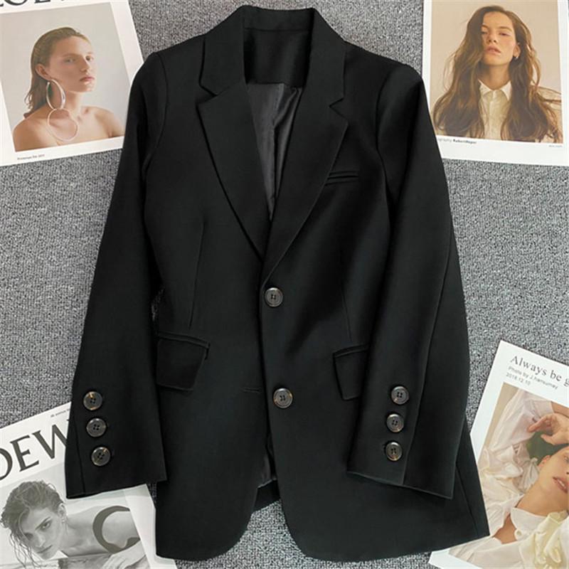 Women's Korean Style Loose Black Suit Jacket - Slimming, Small Size Blazer for Spring and Autumn 2025.