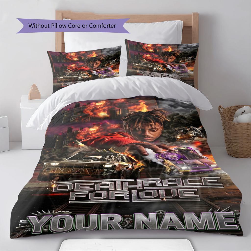 Name Custom Juice Wrld Pattern Bedding Set Quilt Cover Pillowcase Home Decor Gift (1 * Duvet Cover + 2 * Pillowcase, Without Core)