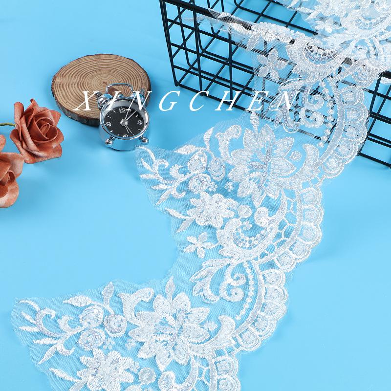 Nail Beads Lace Accessories Diy Beads Bead Embroidery Mesh Bottom Embroidery Lace Fabric Wedding Dress Accessories 17Cm