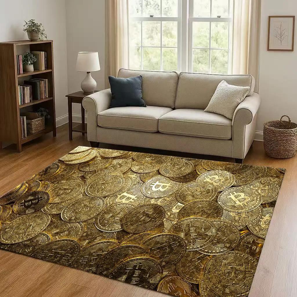 HD Rich BTC Bitcoin Circuit Board Art Cartoon Living Room Non-Slip Area Rug Carpet for Bedroom Playroom Sofa,Home Decor Doormat