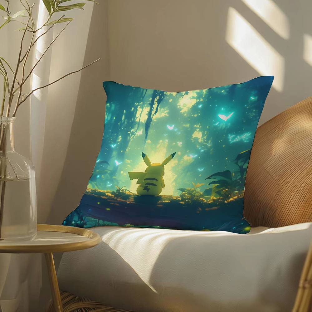 Pokemon Red Blue Anime Plush Pillow Cover Soft Short Plush Cushion Cover For Sofa Bedroom Home Decor Gift