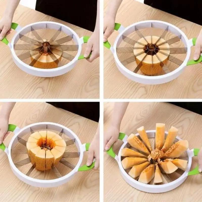 Kitchen Practical Tools Creative Watermelon Slicer Watermelon Cutter Knife 430 Stainless Steel Cantaloupe Fruit Cutter Slicer