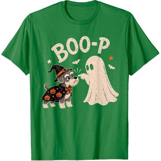 Miniature Schnauzer Boo Boo-p Ghost Nose Boop Halloween Dog T-Shirt