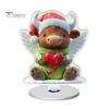 Durable Acrylic Holiday Gift Xmas Ornament, 2D Flat Tree Gingerbread Man Ornament with Christmas Desk Accessories Rotatable Base, Table Centerpiece
