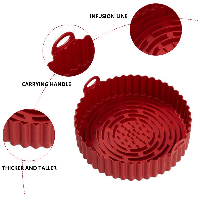 3pcs/2pcs Air Fryer Silicone Pot Reusable Non-stick High Temperature Resistant Air Fryer Liner
