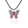 Cute Colorful Butterfly Necklace For Women Girls Natural Real Leaf Cut Butterflies Shape Aesthetic Rope Pendant Necklace Jewelry