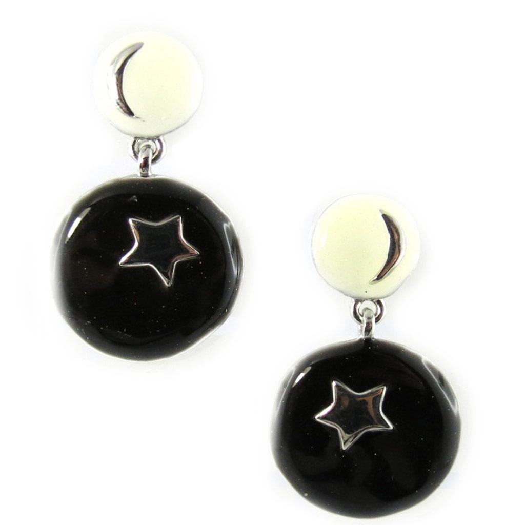 NOA [G0466] - Designer Earrings 'Starry Night' Black Beige