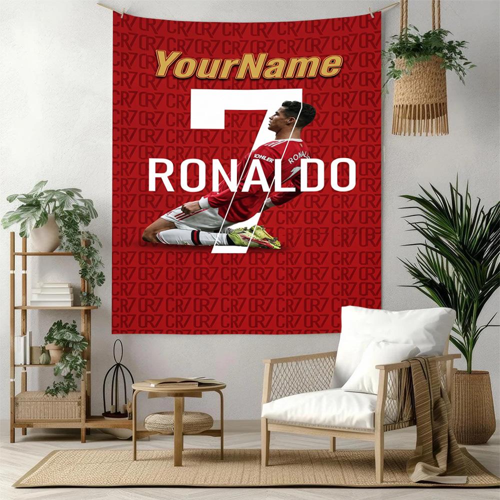 Cristiano Ronaldo Custom Your Name Wall Decor Tapestry Art For Pet Memorial Birthdaywedding Party Backdrop Family Gift