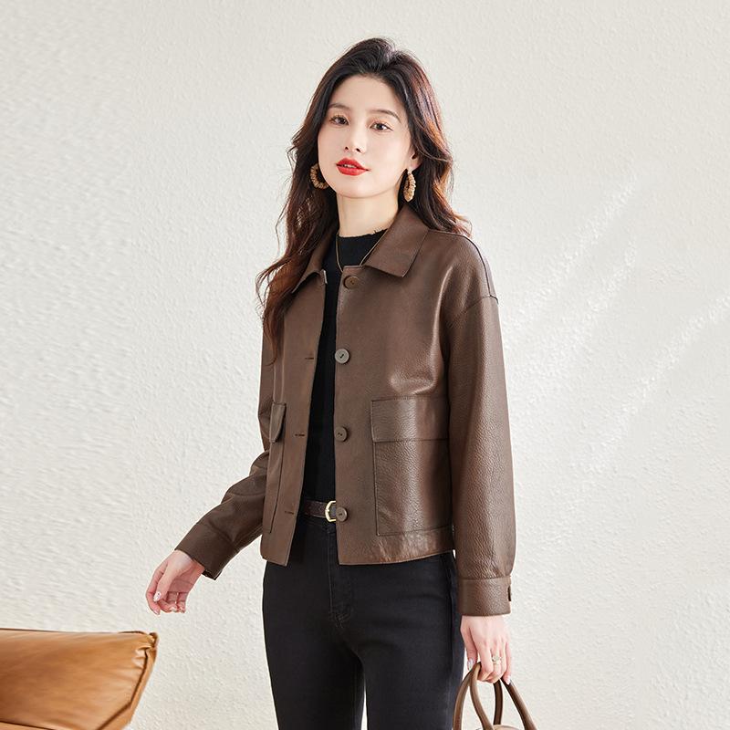 

Весенняя новинка, натуральная кожаная куртка, женская короткая куртка из овечьей кожи, маленькое пальто XL