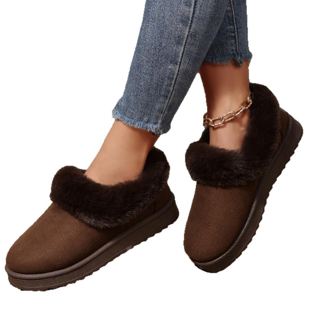2025 Autumn & Winter New Style - Platform Snow Boots Ankle-Length Solid Color Suede Warm Outdoor Women's Cotton Shoes