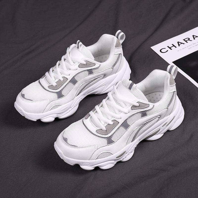 

thick-soled women s shoes dad shoes mesh breathable running shoes soft sole lightweight inner height increase versatile casual travel shoes autumn 41
