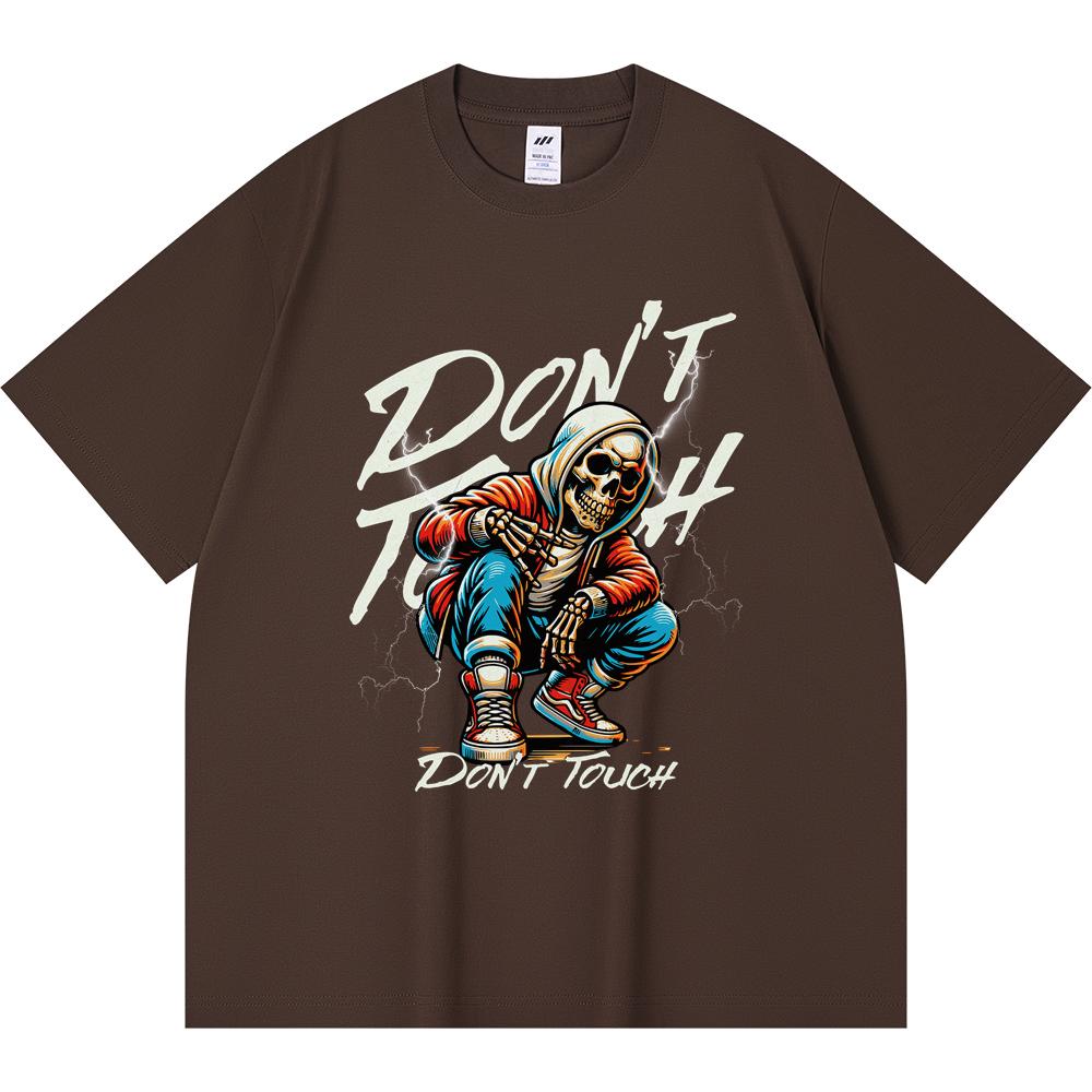 

230GSM 100% Cotton T-Shirt Dont Touch Streetwear Print Tees Funny Harajuku Style Combed Cotton Tshirt XS абрикосовый