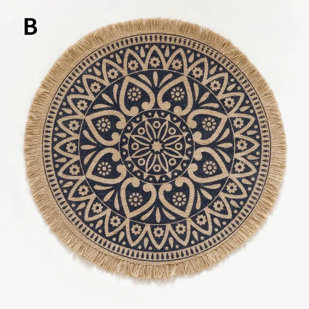 2026 Nordic Style Non-slip Placemat Round Flower Print Table Placemat Heat Insulation Furniture Decoration Mat Coffee Cup Mats
