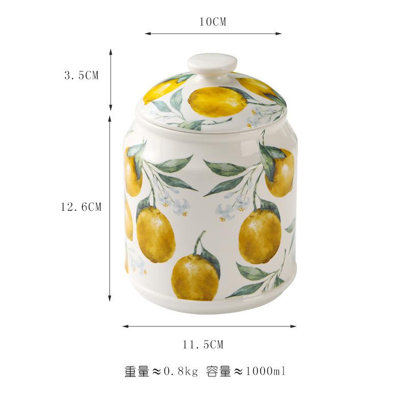 Nordic Style Ceramic Moisture-Proof Storage Tank Coffee Bean Snack Jar Kitchen Dry Food Lard Porcelain Jar Sealing Light Luxury
